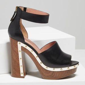 Bcbgmaxazria Nyla Black Leather Platform Clogs